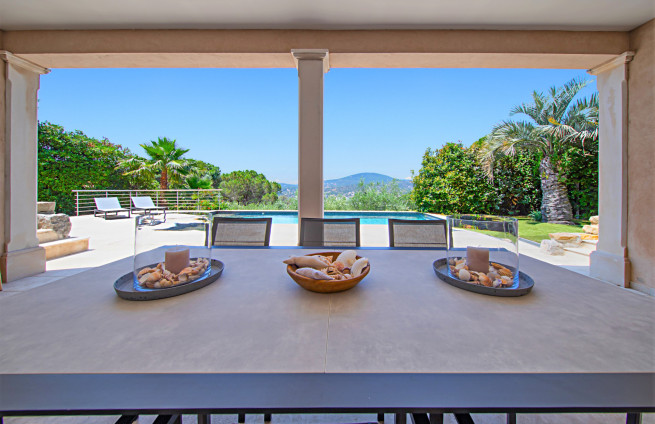 summer kitchen design with fine materials on a villa terrace