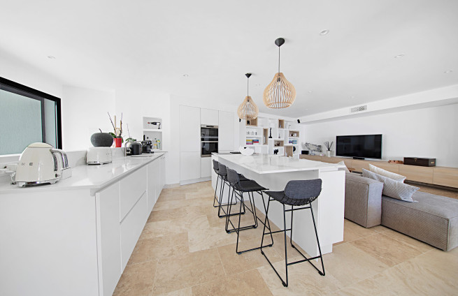 High-end fitted kitchen in a villa in Les Issambres
