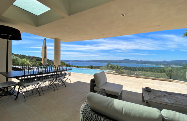 luxury villa terrace with panoramic view, Saint-Tropez, Villa Grimaud