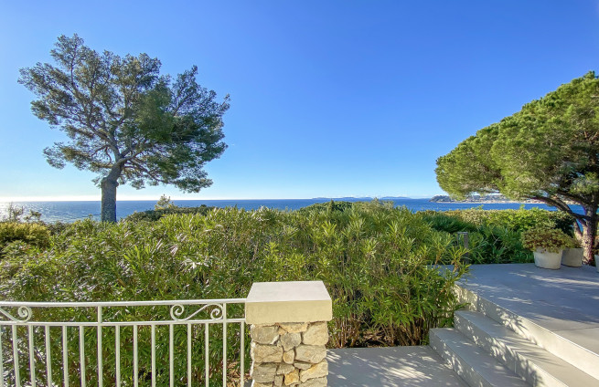 luxury villa outdoor terrace with view of the Golden Islands